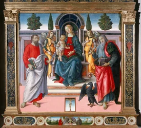 La Madonna col Bambino in trono, due angeli, San Bartolomeo e San Giovanni Evangelista